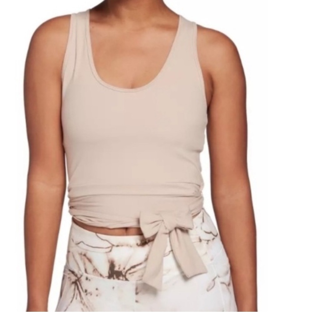 CALIA Wrap Tie Cropped Tank Top Beige Size Large Athleisure Workout